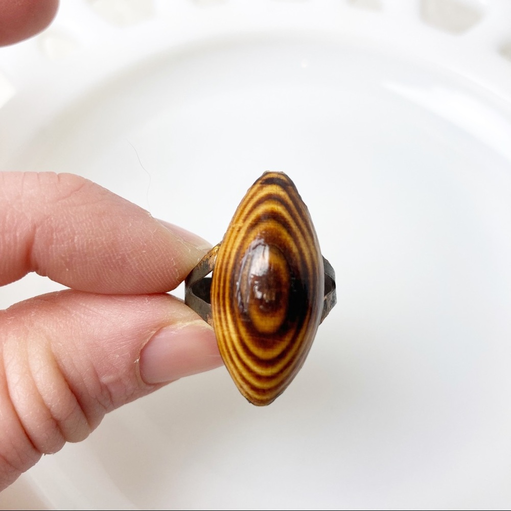 Copper and wooden vintage ring